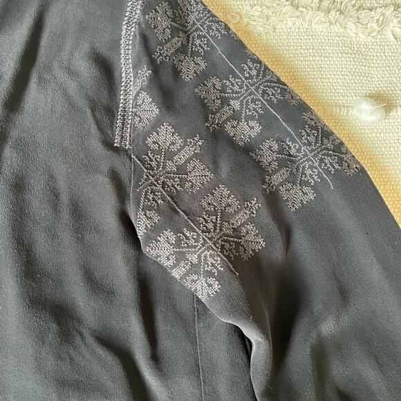 Madewell Black Silk Ballad Embroidered Tunic Small - Picture 6 of 12